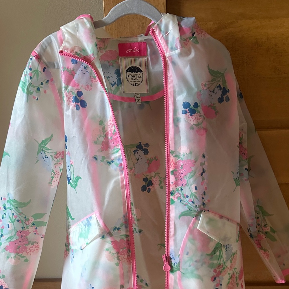 Joules Pink and Green Floral Raincoat